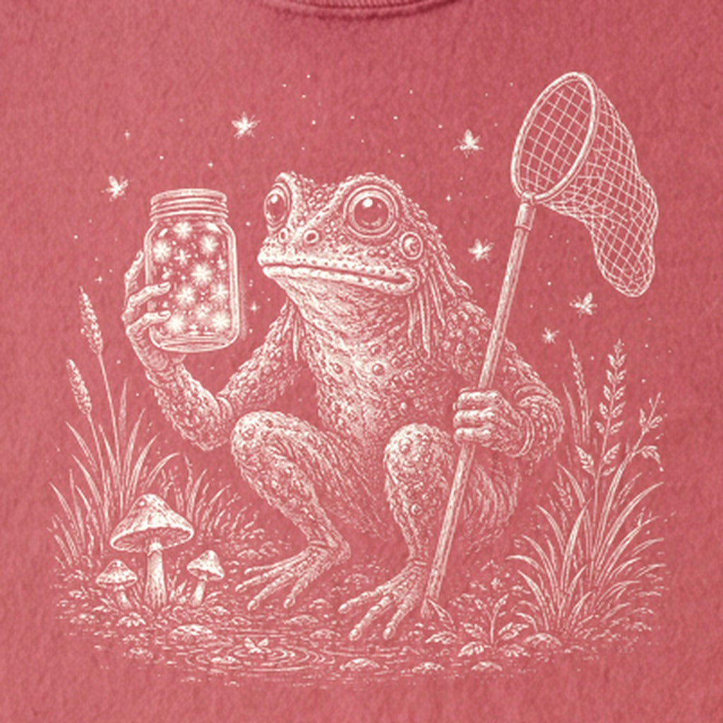 Frogman Catching Fireflies Kids Cotton T-Shirt