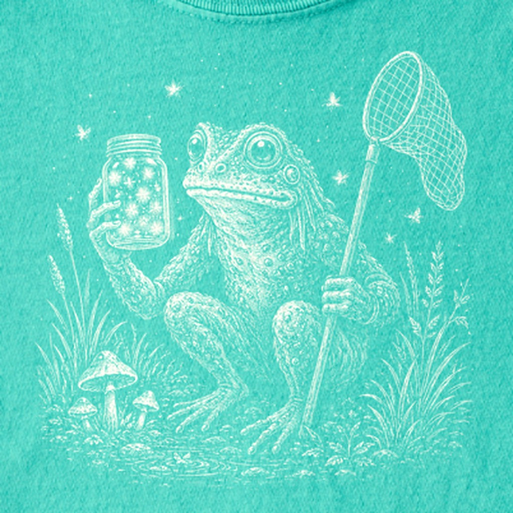 Frogman Catching Fireflies Kids Cotton T-Shirt
