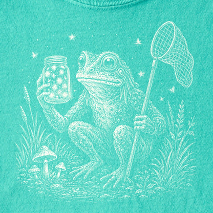 Frogman Catching Fireflies Kids Cotton T-Shirt