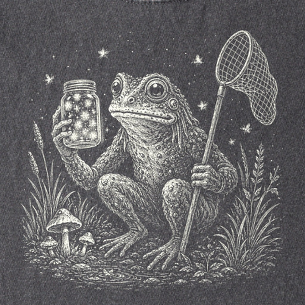Frogman Catching Fireflies Kids Cotton T-Shirt