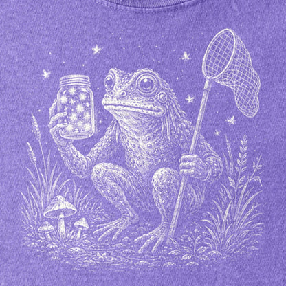 Frogman Catching Fireflies Kids Cotton T-Shirt