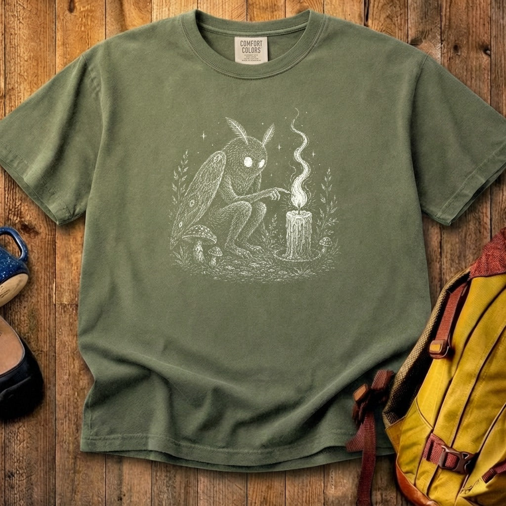 Mothman to a Flame Cotton T-Shirt