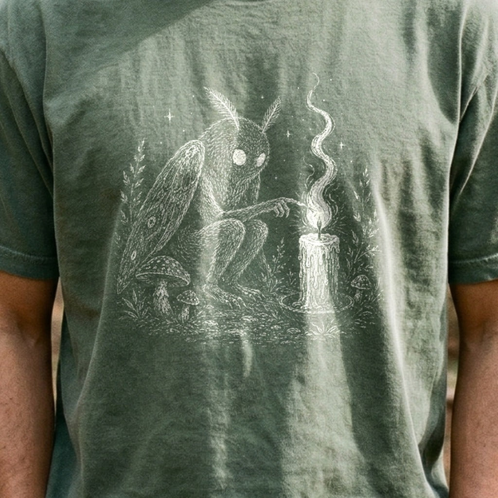 Mothman to a Flame Cotton T-Shirt