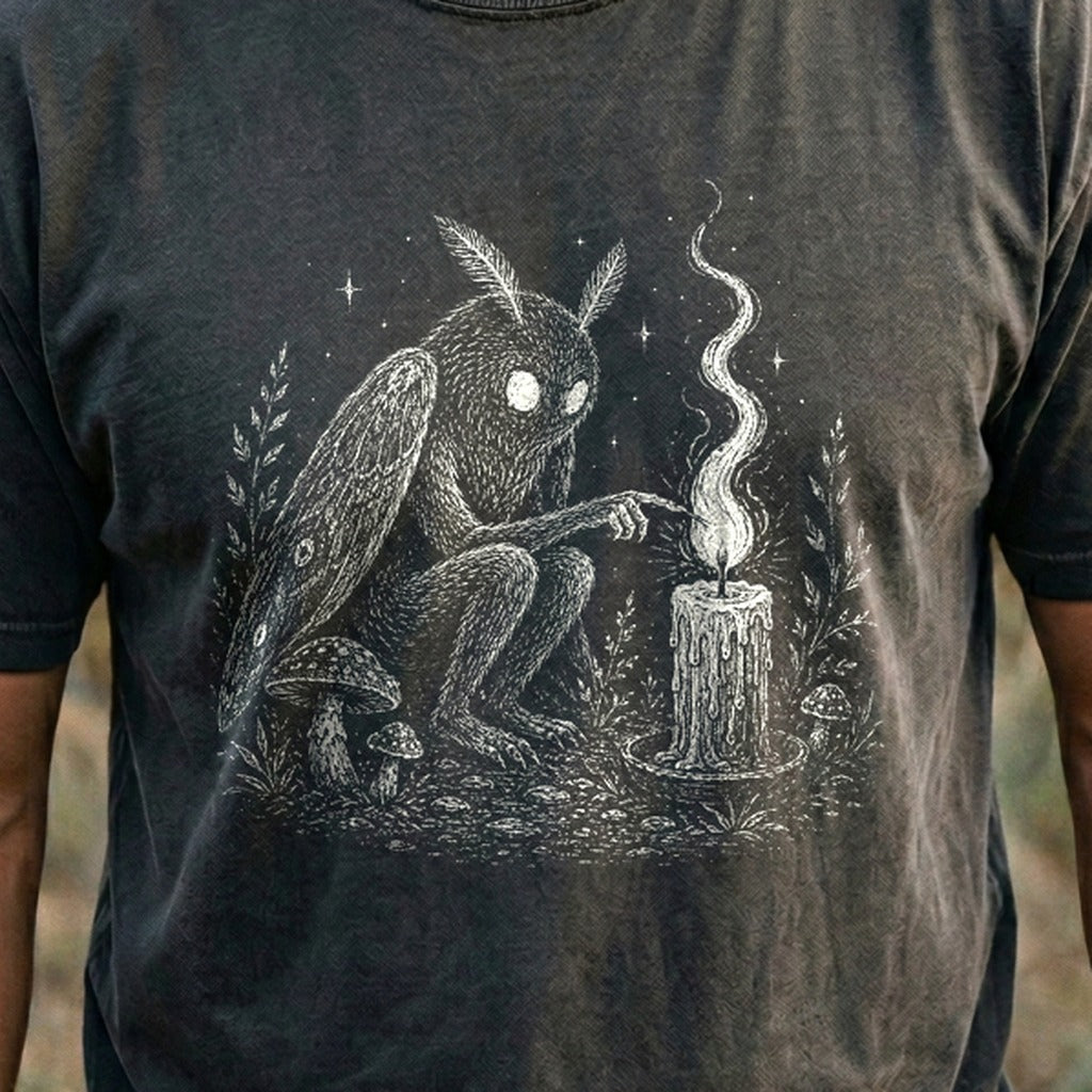 Mothman to a Flame Cotton T-Shirt