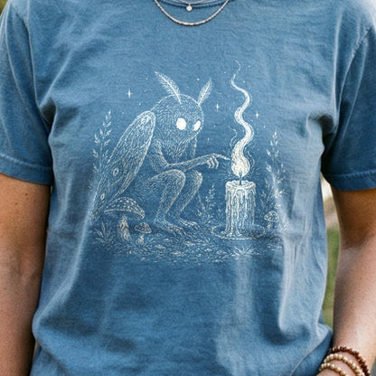 Mothman to a Flame Cotton T-Shirt