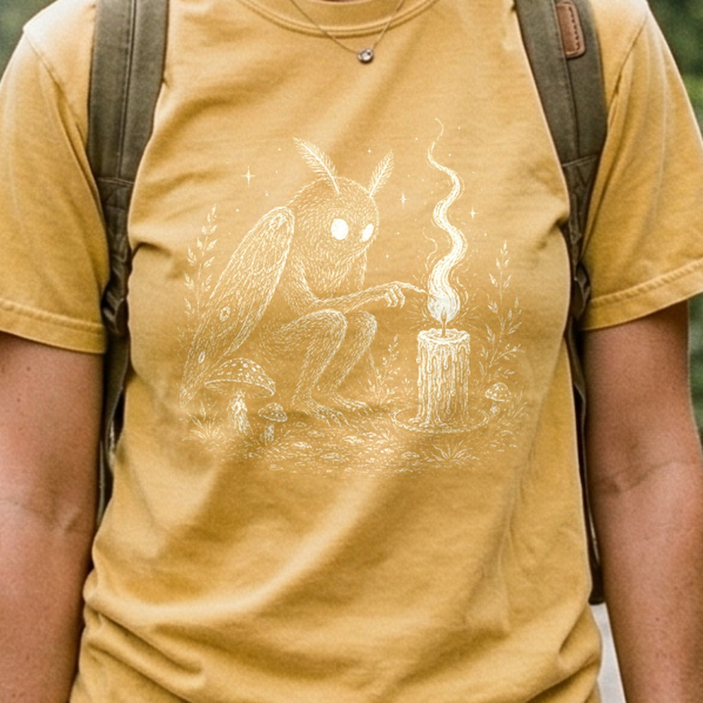 Mothman to a Flame Cotton T-Shirt