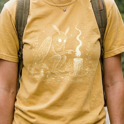 Mothman to a Flame Cotton T-Shirt