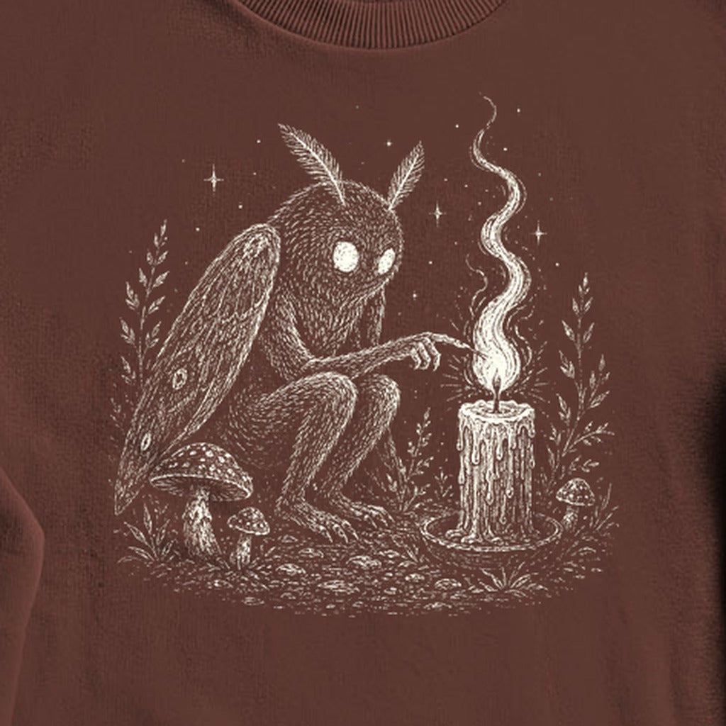 Mothman to a Flame Crewneck Sweatshirt