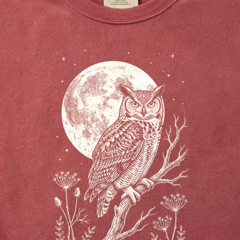 Moonlit Owl Cotton T-Shirt