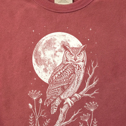 Moonlit Owl Cotton T-Shirt