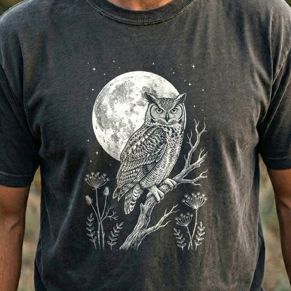 Moonlit Owl Cotton T-Shirt