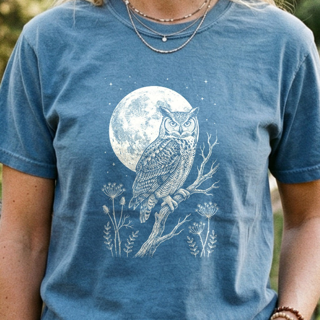 Moonlit Owl Cotton T-Shirt