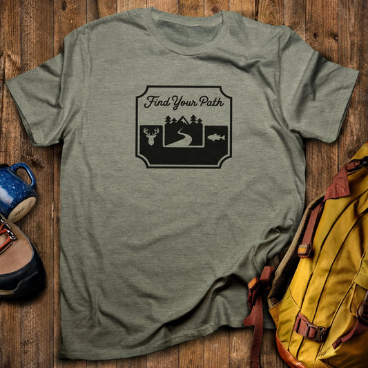 Find Your Path T-Shirt Heather Military Green Adventure and Outdoors Themed T-Shirt