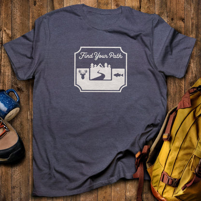 Find Your Path T-Shirt Heather Navy Adventure and Outdoors Themed T-Shirt
