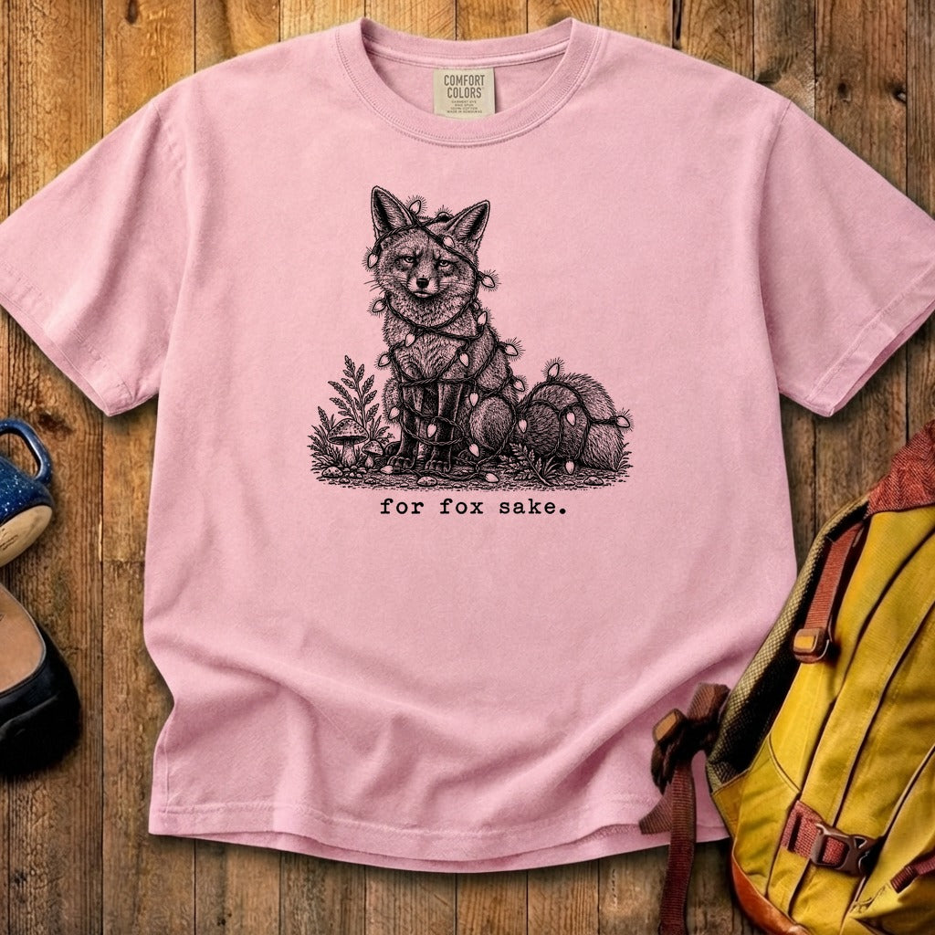 For Fox Sake Christmas Lights Cotton T-Shirt