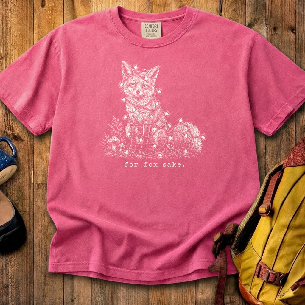 For Fox Sake Christmas Lights Cotton T-Shirt