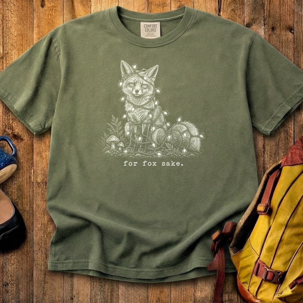 For Fox Sake Christmas Lights Cotton T-Shirt