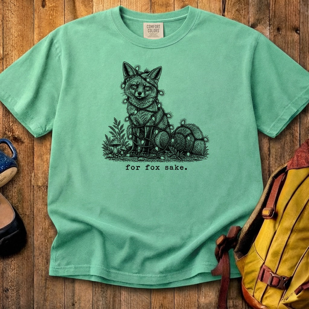 For Fox Sake Christmas Lights Cotton T-Shirt