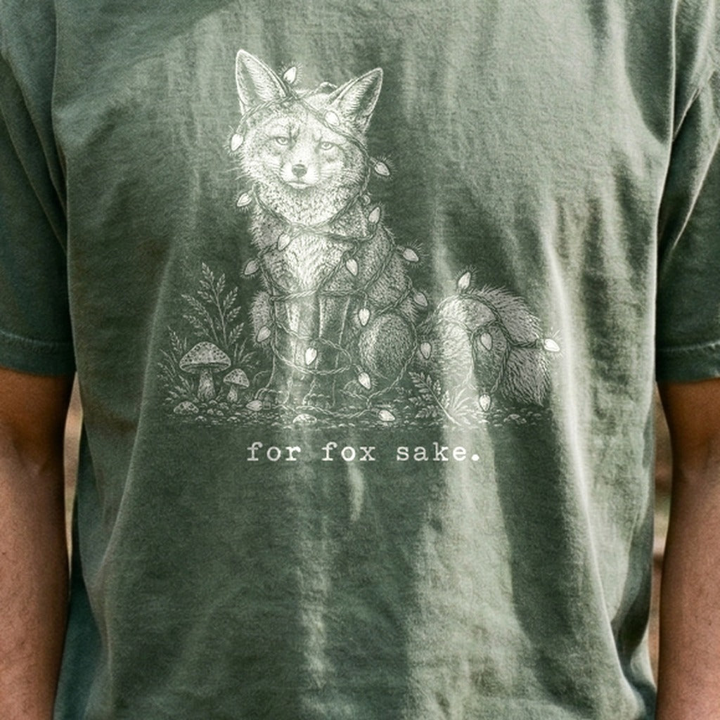 For Fox Sake Christmas Lights Cotton T-Shirt