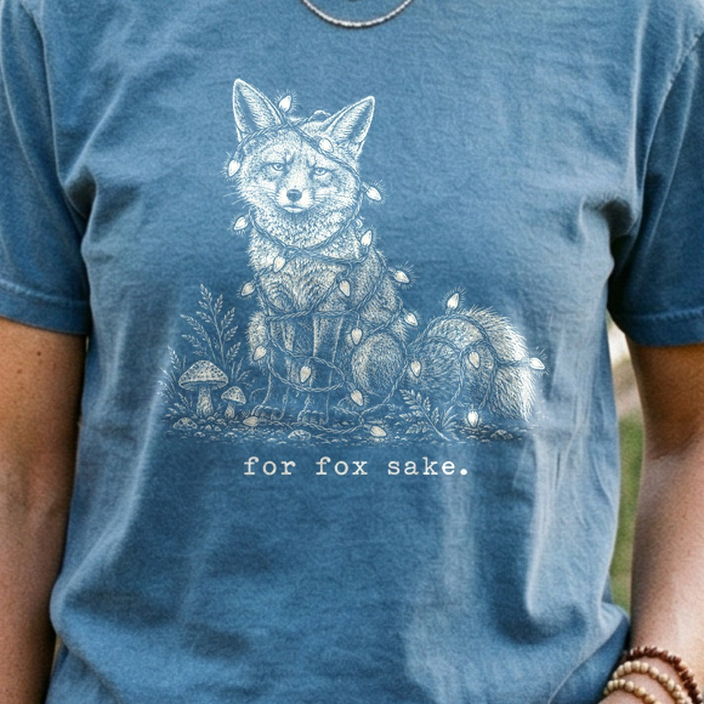 For Fox Sake Christmas Lights Cotton T-Shirt
