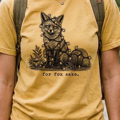 For Fox Sake Christmas Lights Cotton T-Shirt