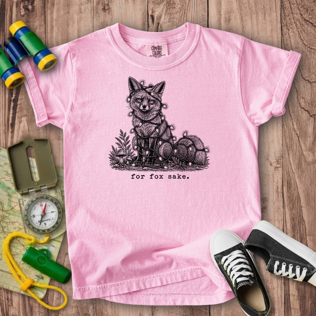 For Fox Sake Christmas Lights Kids Cotton T-Shirt