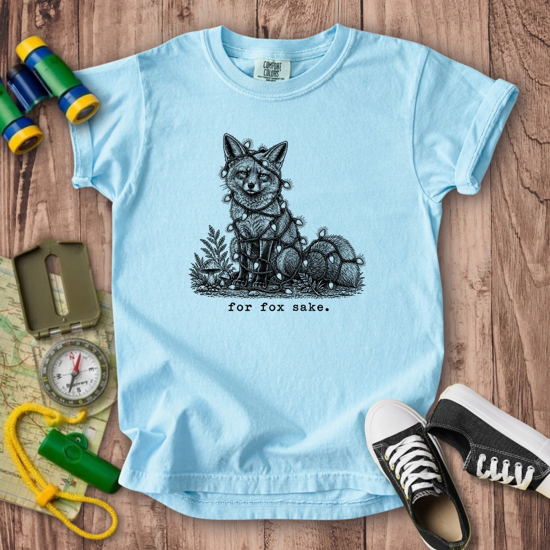 For Fox Sake Christmas Lights Kids Cotton T-Shirt