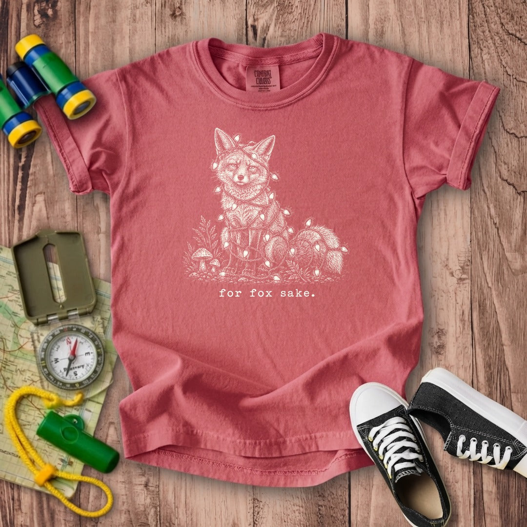 For Fox Sake Christmas Lights Kids Cotton T-Shirt