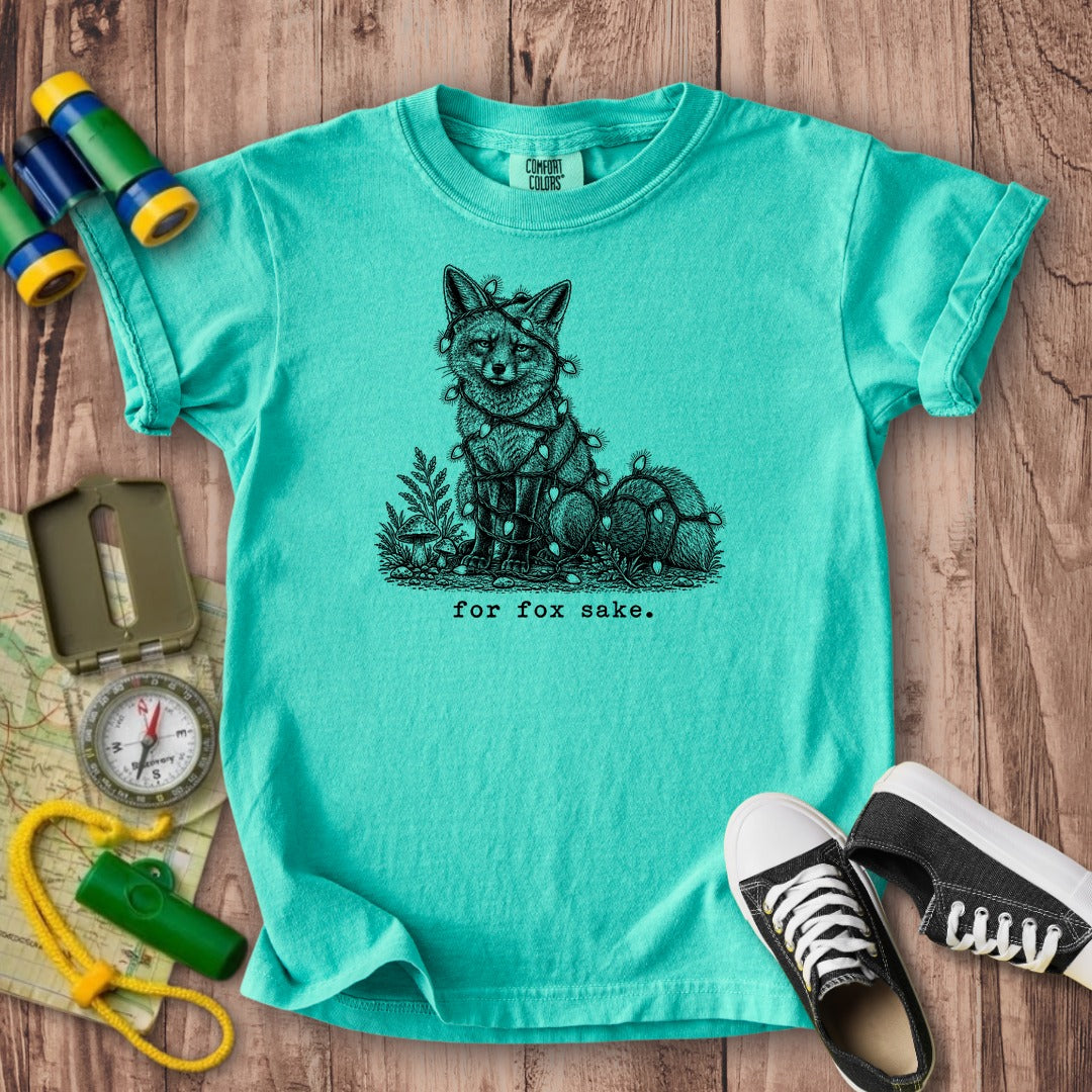 For Fox Sake Christmas Lights Kids Cotton T-Shirt