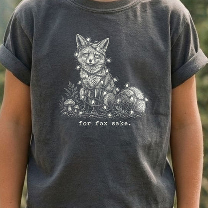 For Fox Sake Christmas Lights Kids Cotton T-Shirt