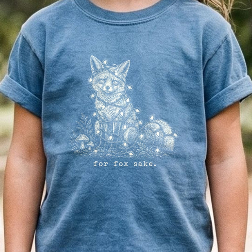 For Fox Sake Christmas Lights Kids Cotton T-Shirt
