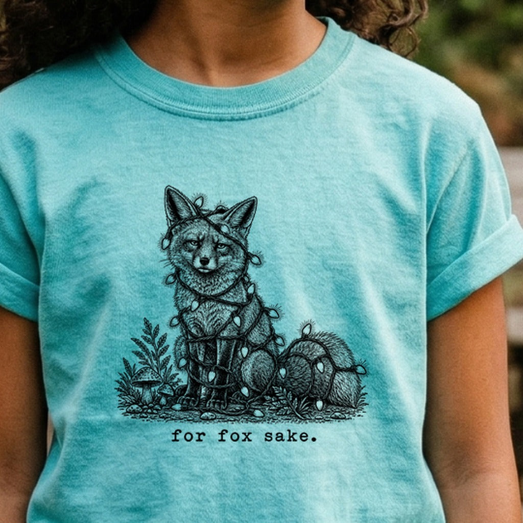 For Fox Sake Christmas Lights Kids Cotton T-Shirt