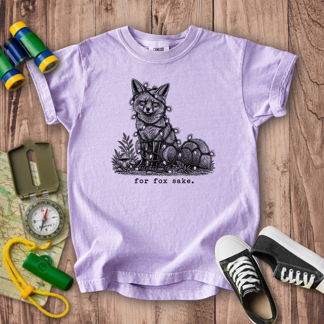 For Fox Sake Christmas Lights Kids Cotton T-Shirt
