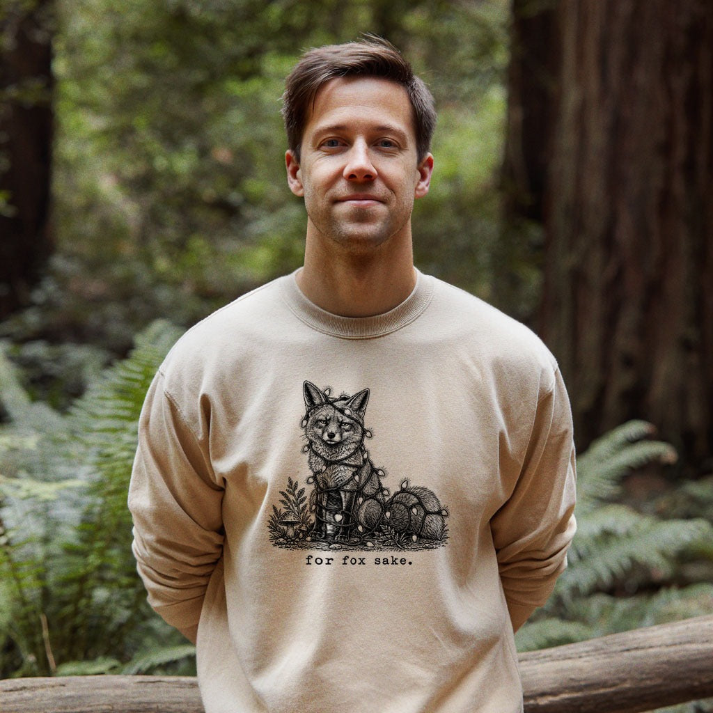 For Fox Sake Christmas Lights Crewneck Sweatshirt