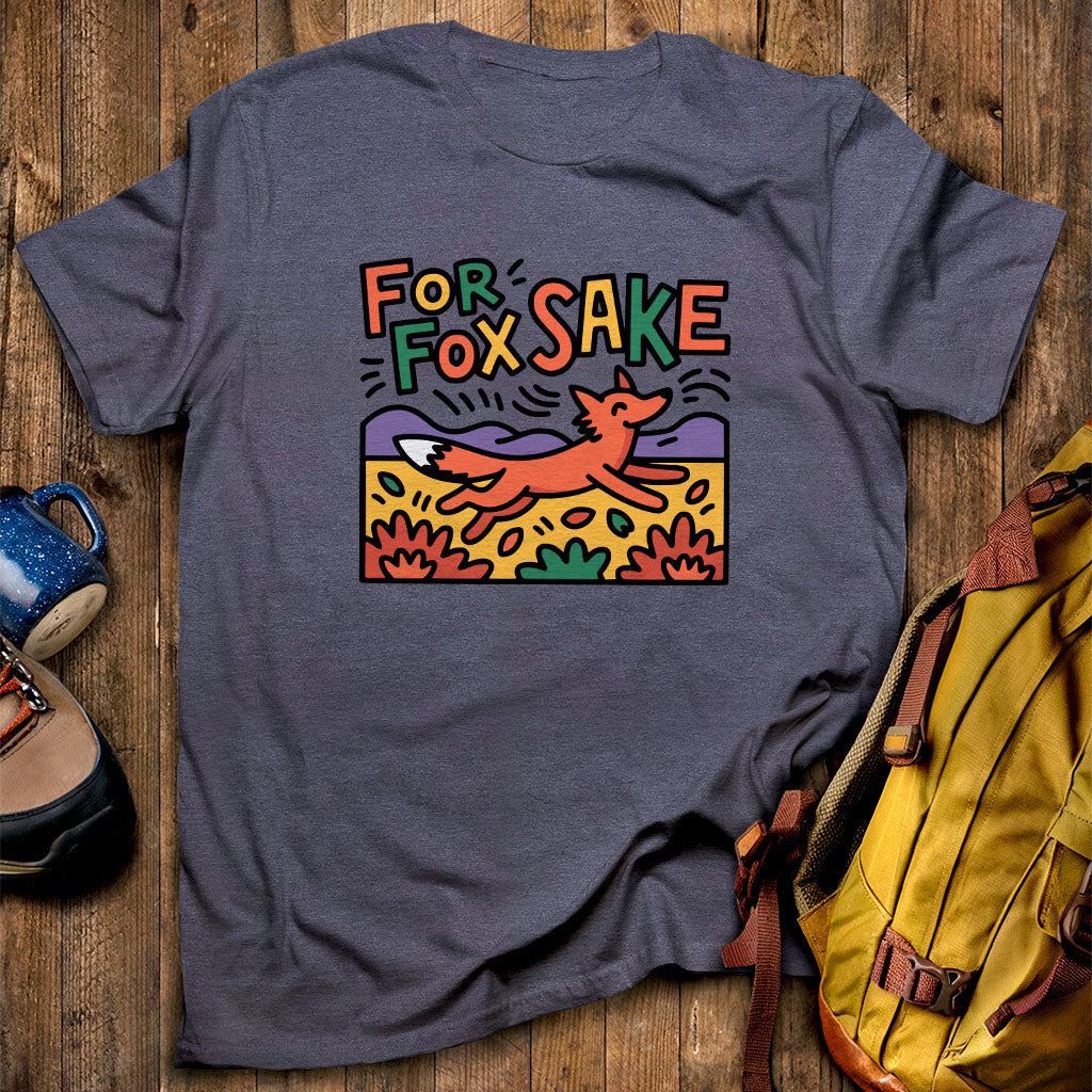 For Fox Sake T-Shirt Heather Navy Adventure and Outdoors Themed T-Shirt