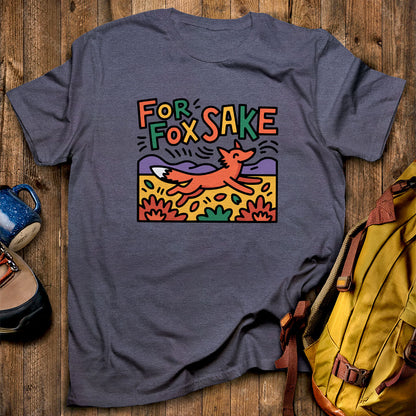 For Fox Sake T-Shirt Heather Navy Adventure and Outdoors Themed T-Shirt