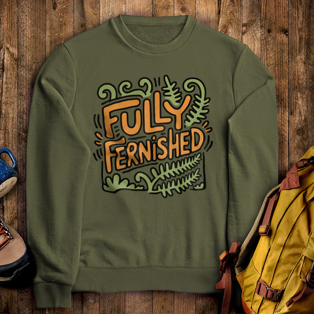 Fully Fernished Crewneck Sweatshirt Military Green Adventure and Outdoors Themed Sweatshirt