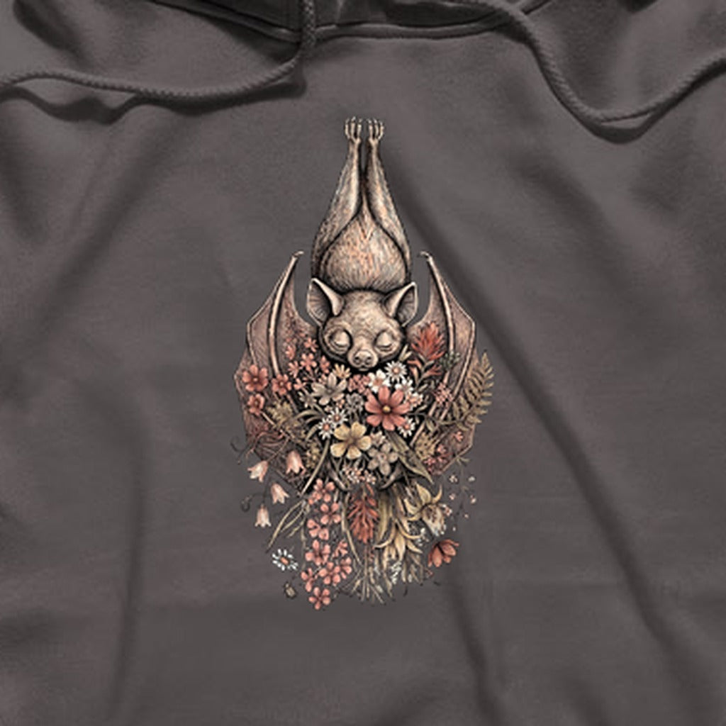 Hanging Bat Holding Flowers Hoodie