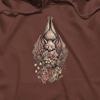 Hanging Bat Holding Flowers Hoodie