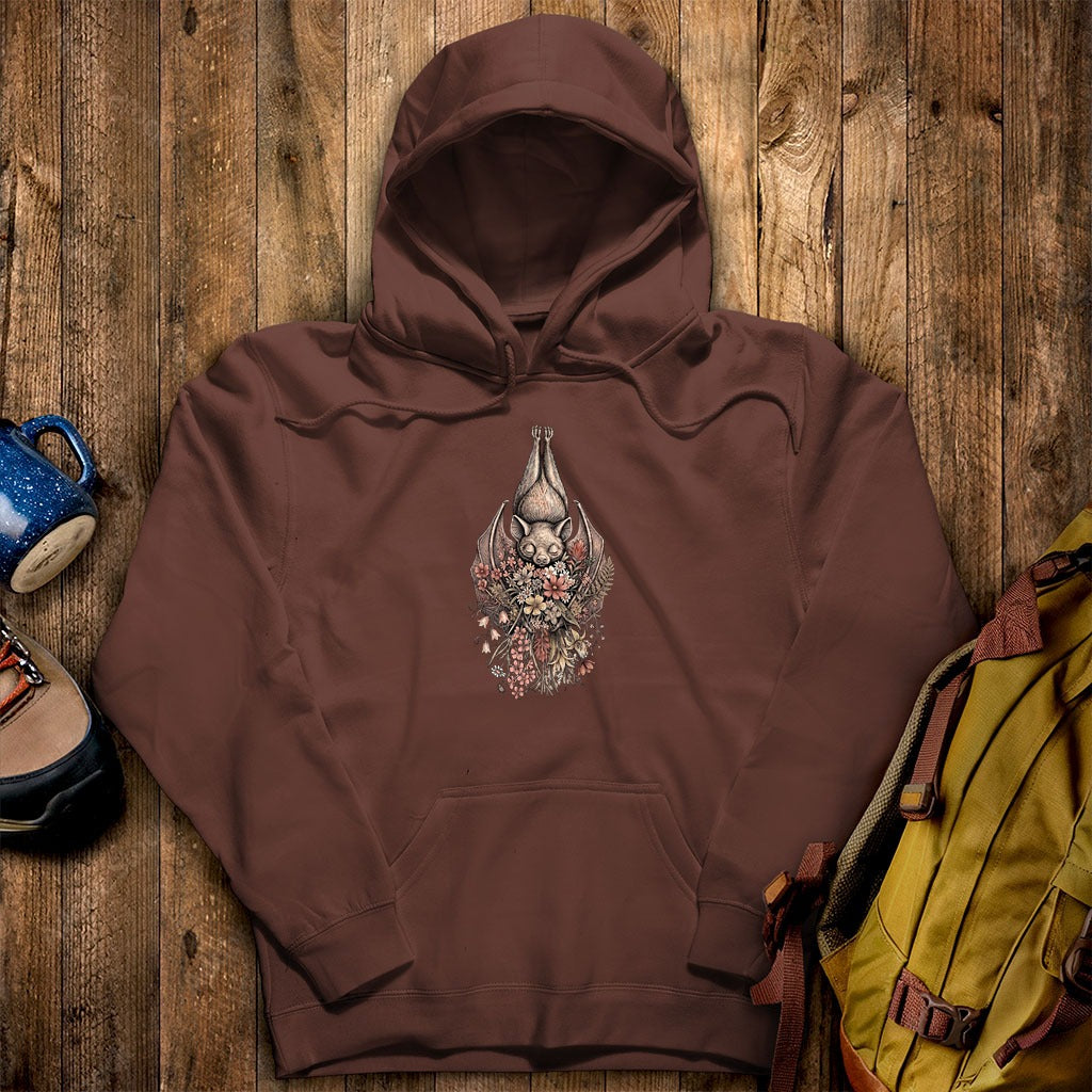 Hanging Bat Holding Flowers Hoodie