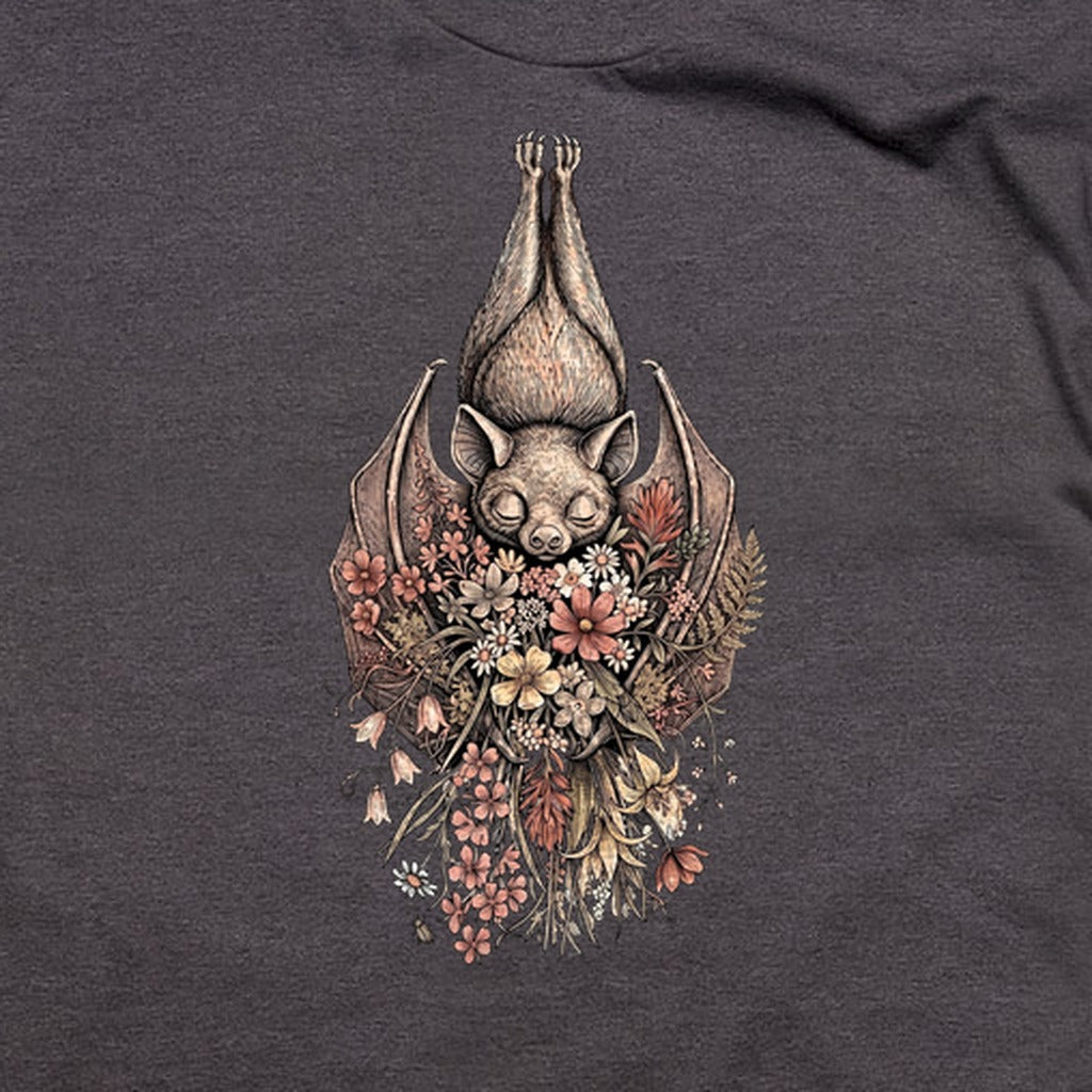 Hanging Bat Holding Flowers T-Shirt