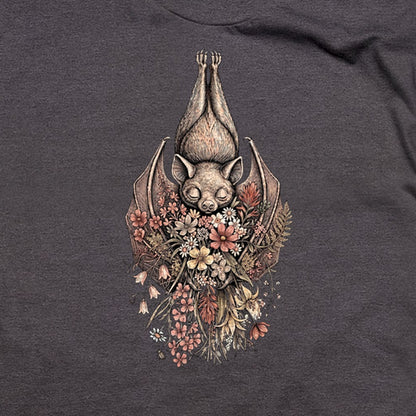 Hanging Bat Holding Flowers T-Shirt