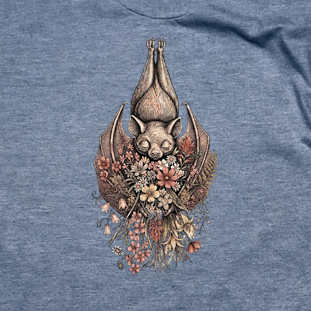 Hanging Bat Holding Flowers T-Shirt