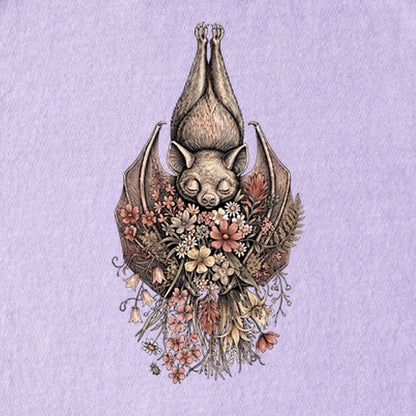 Hanging Bat Holding Flowers Kids Cotton T-Shirt