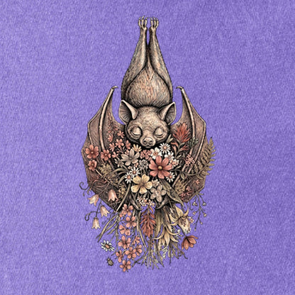 Hanging Bat Holding Flowers Kids Cotton T-Shirt
