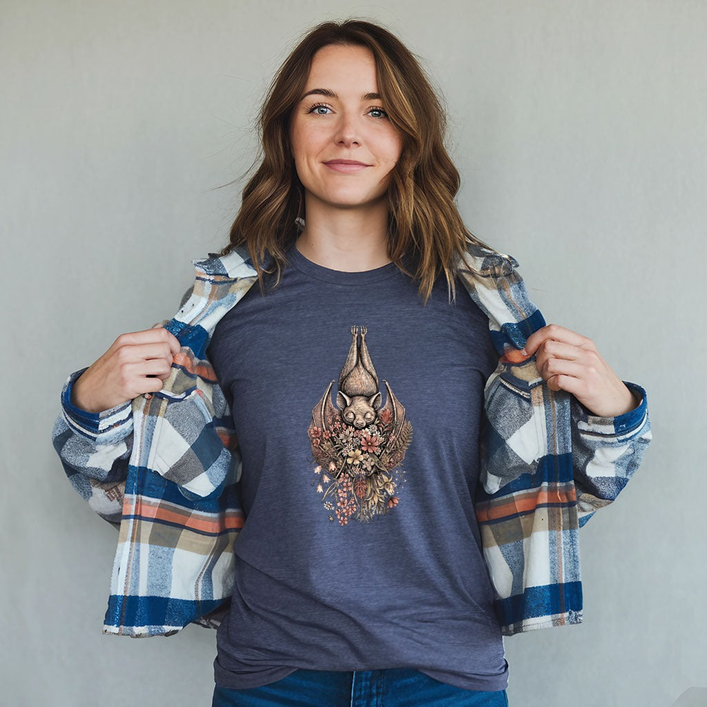 Hanging Bat Holding Flowers T-Shirt