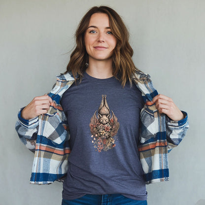 Hanging Bat Holding Flowers T-Shirt