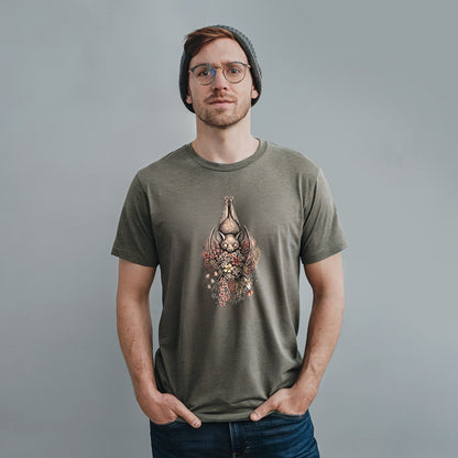 Hanging Bat Holding Flowers T-Shirt