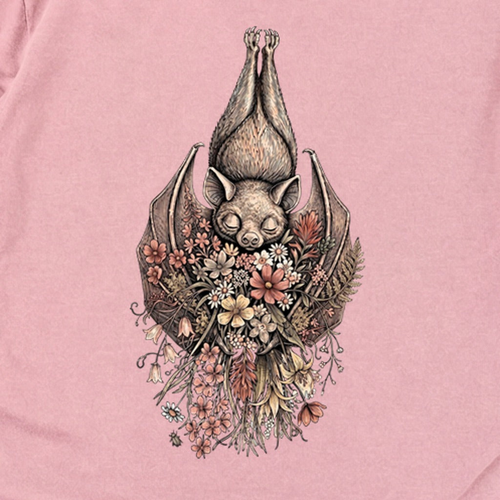 Hanging Bat Holding Flowers Premium Long Sleeve