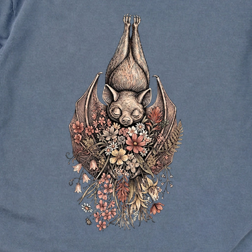 Hanging Bat Holding Flowers Premium Long Sleeve